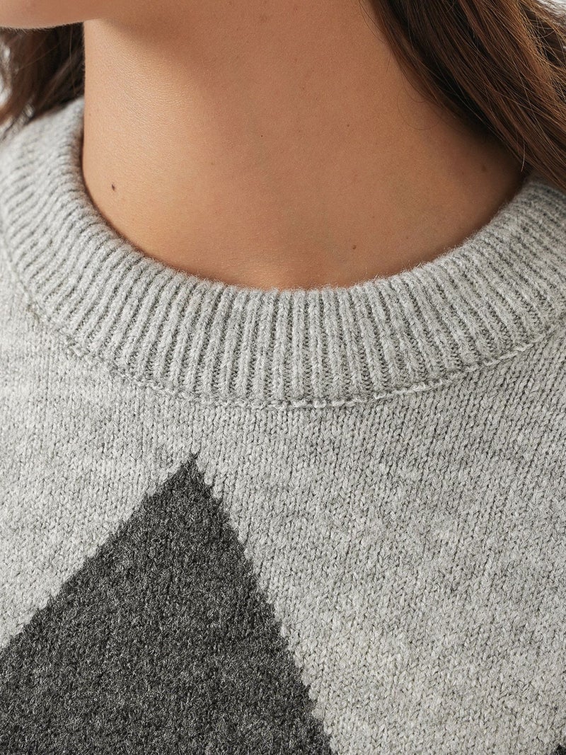 BIG DART BDART Oversized Argyle Crew Neck Jumper - Image 5